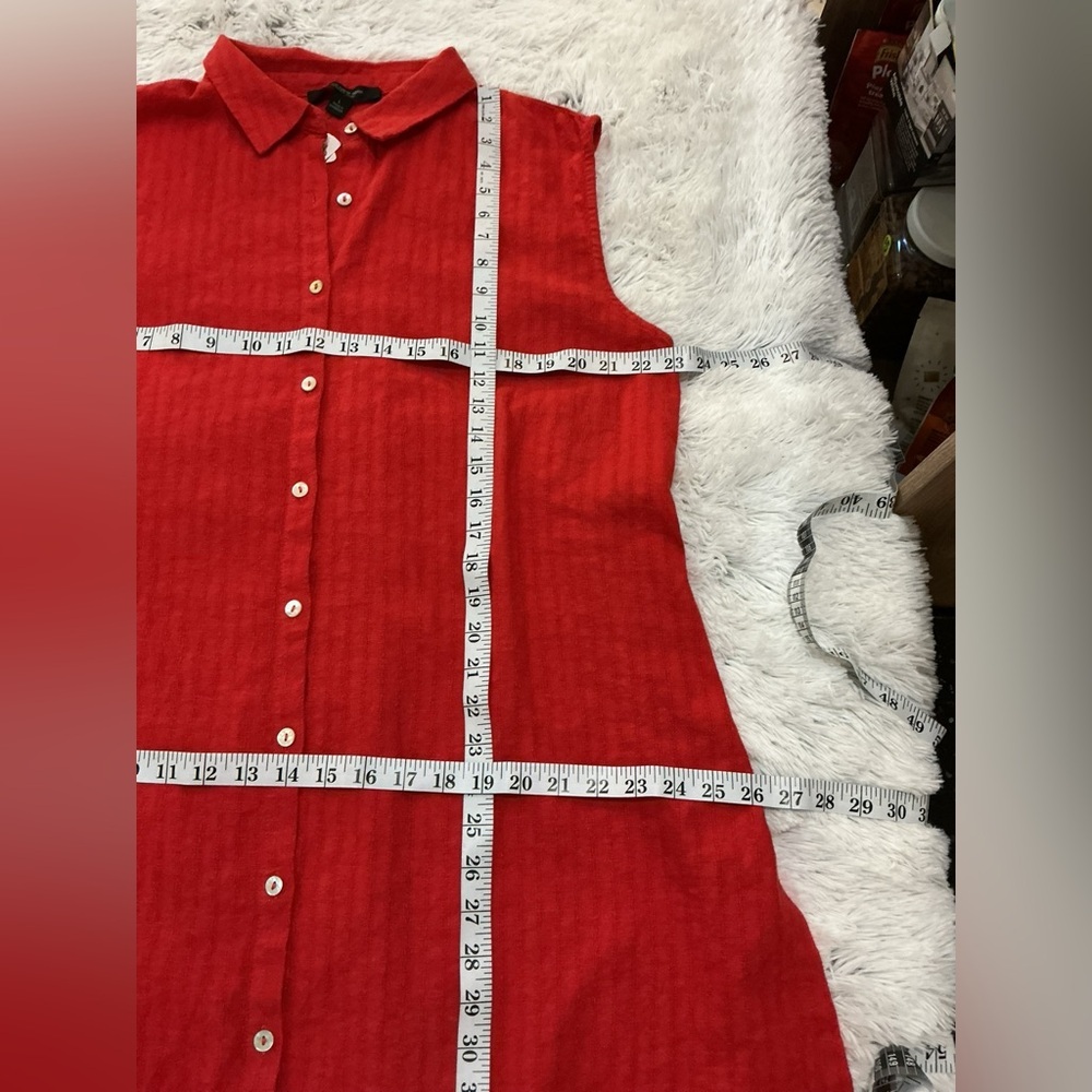 Marc New York linen Red Sleeveless Shirt Dress Womans Size Large NWT - Picture 11 of 12